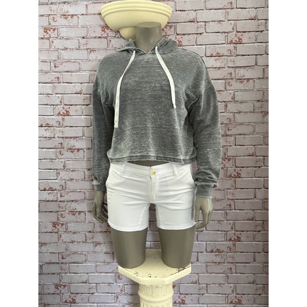 Colsie Charcoal Grey Acid Wash Cropped Hoodie Sweatshirt Womens S Vintage Vibe